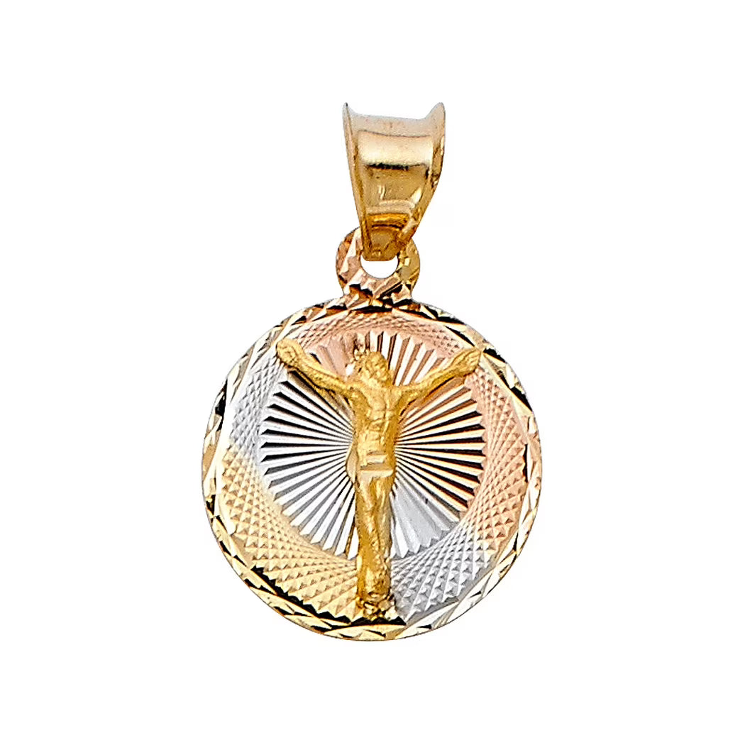 14k Yellow Gold Religious Pendant Necklace 12x15mm Z7047