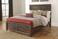 Queen Size Panel Bed with Horizontal Slat Details in Dark Brown S9131
