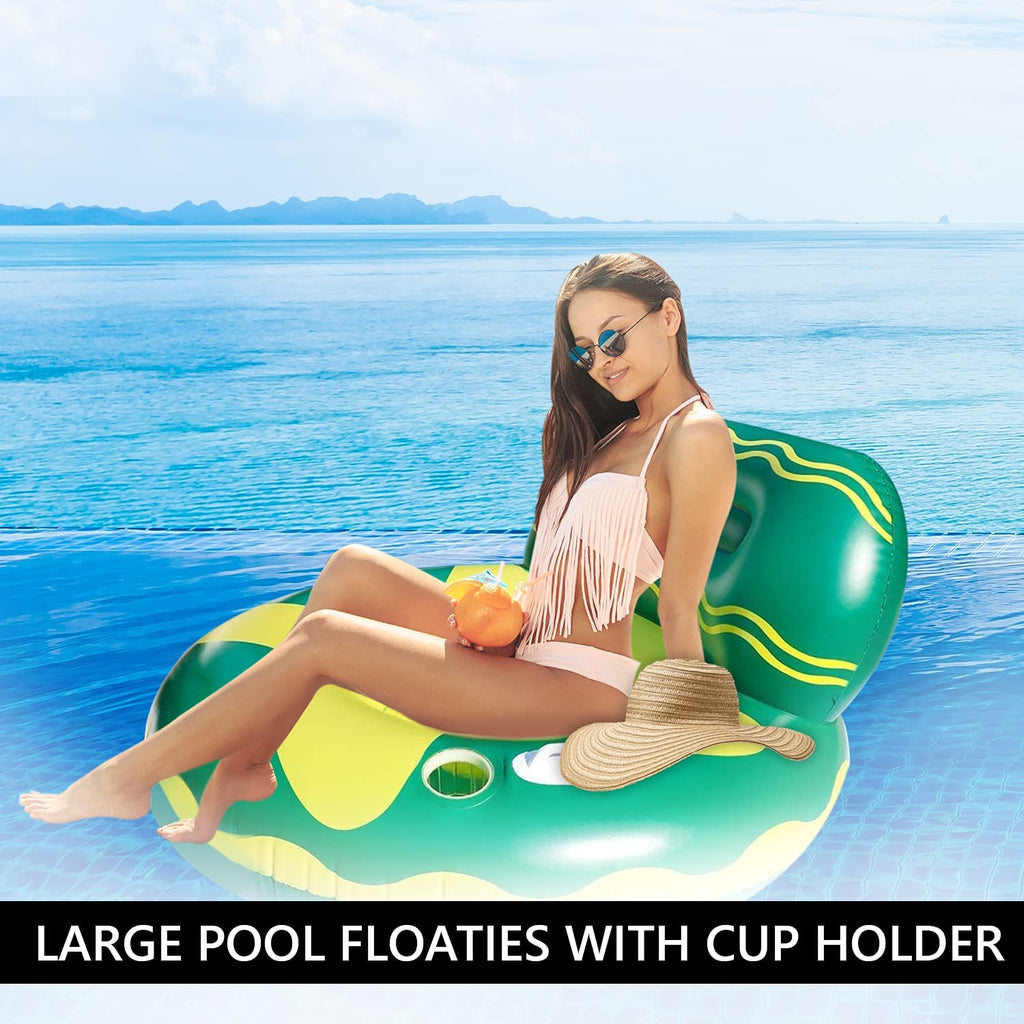Green/Yellow Inflatable Swimming Pool Float Lounge Chair N87132