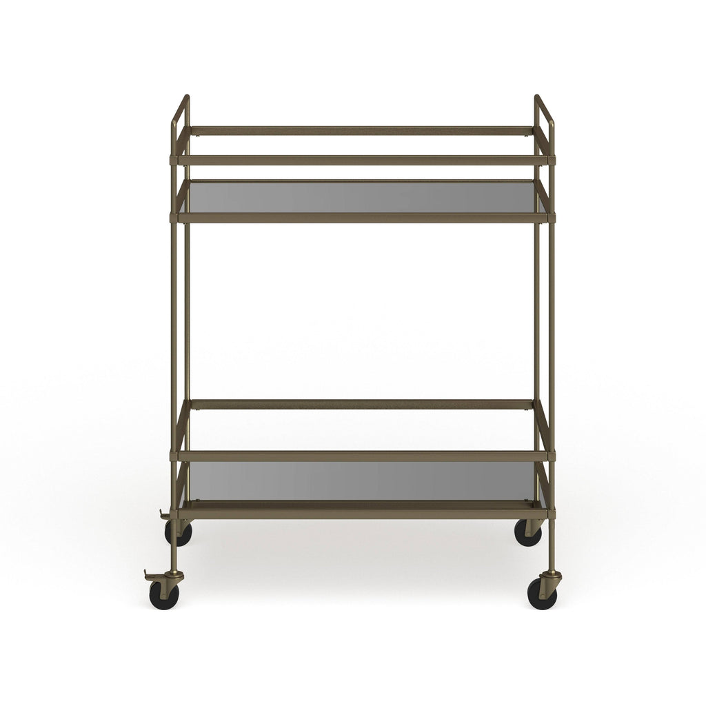 Gold Bar Cart with Two Glass Shelves O6615
