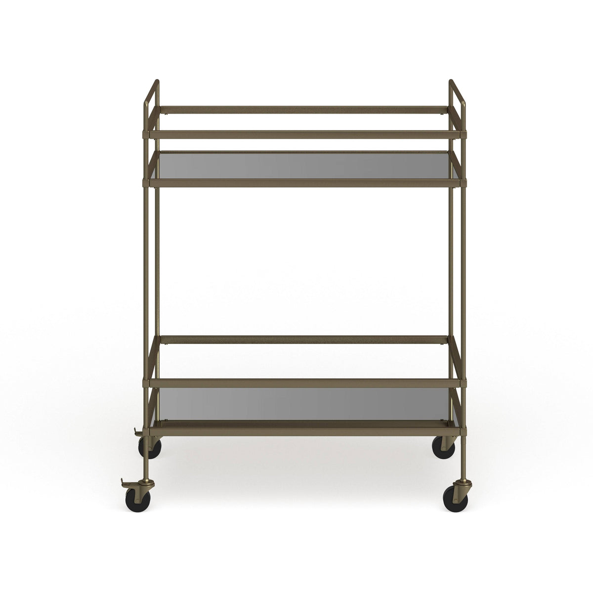 Gold Bar Cart with Two Glass Shelves O6615