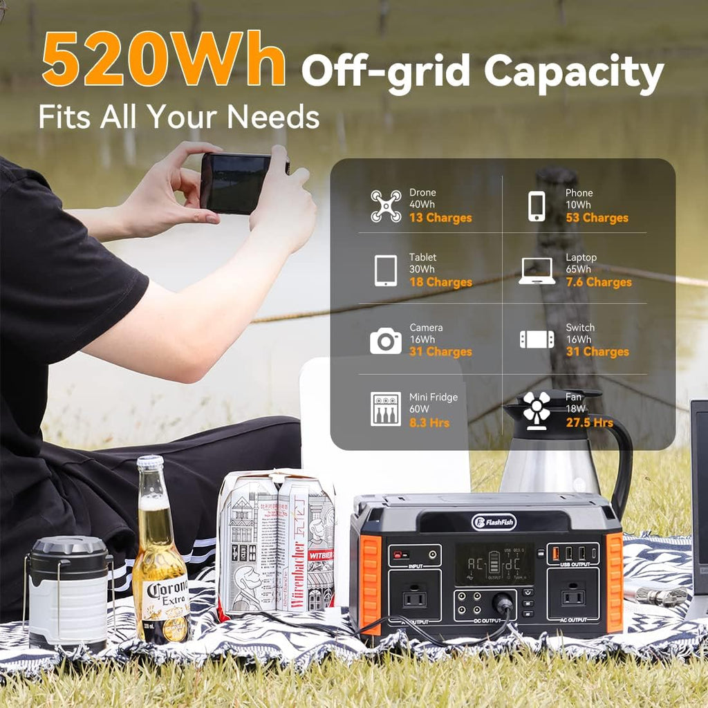 560W Portable Power Station, 520Wh/140400mAh Lithium Battery Pack with AC Outlets V791580
