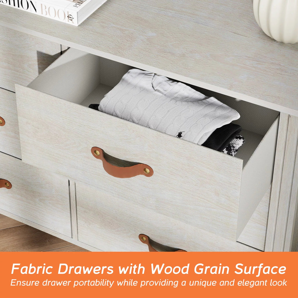 White 6 Drawer Wood Dresser F26137