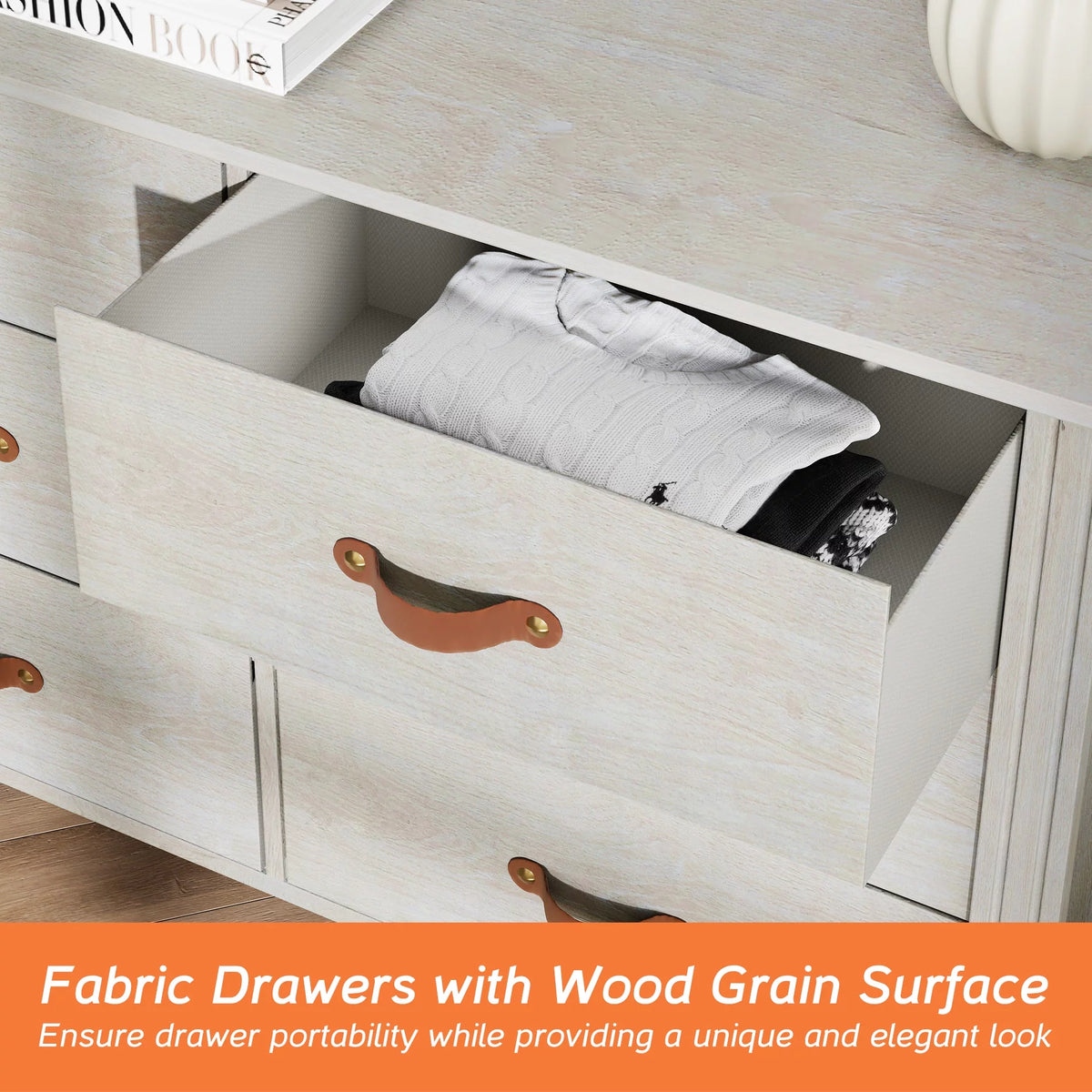 White 6 Drawer Wood Dresser F26137