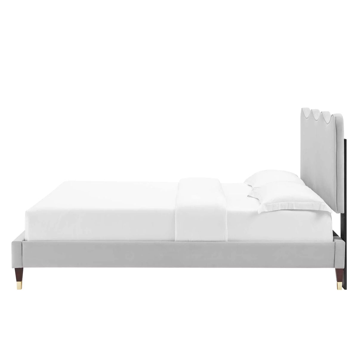 Full Size Grey Velvet Platform Bed Frame K521972
