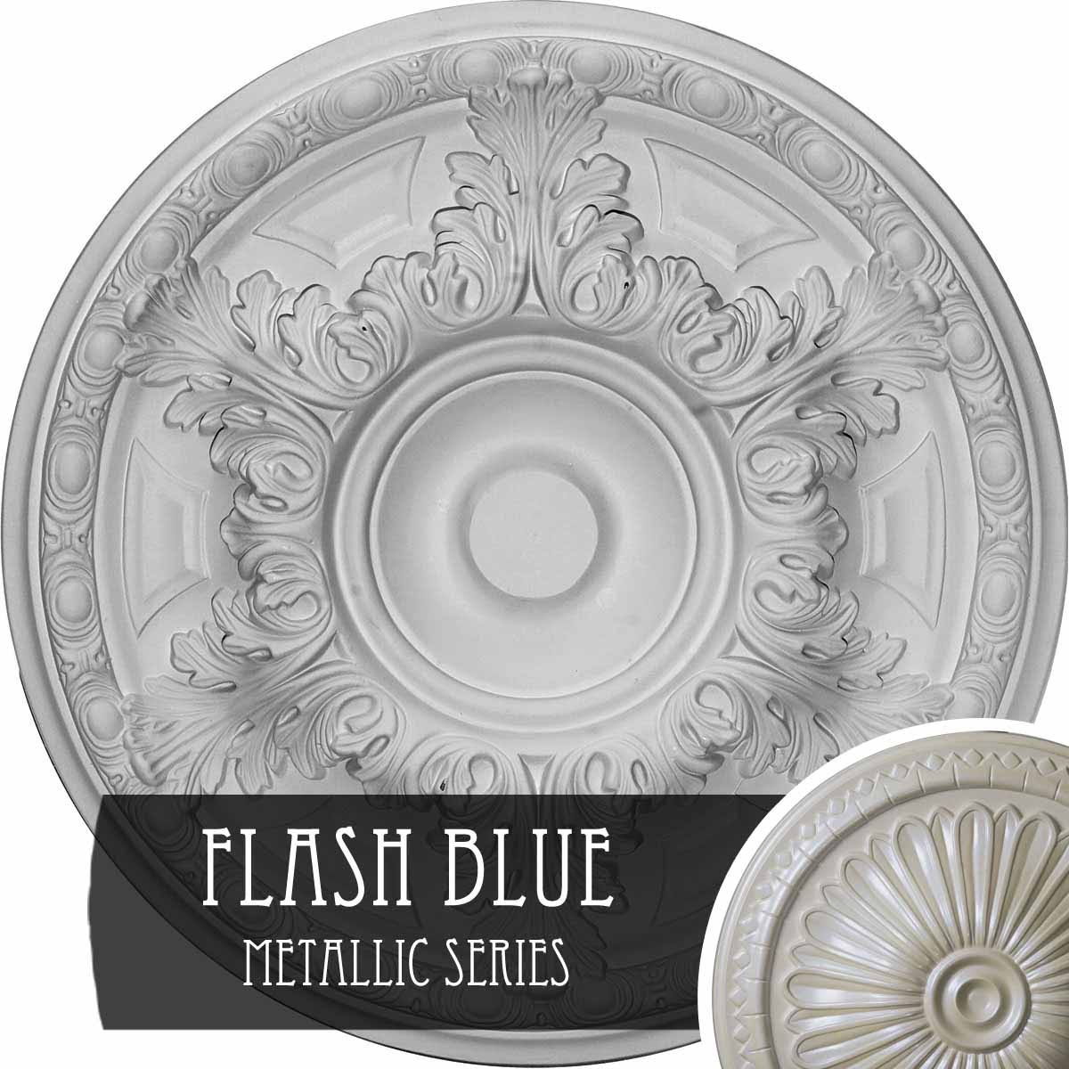 19 inch Granada Ceiling Medallion Hand-Painted Flash Blue Gray J947
