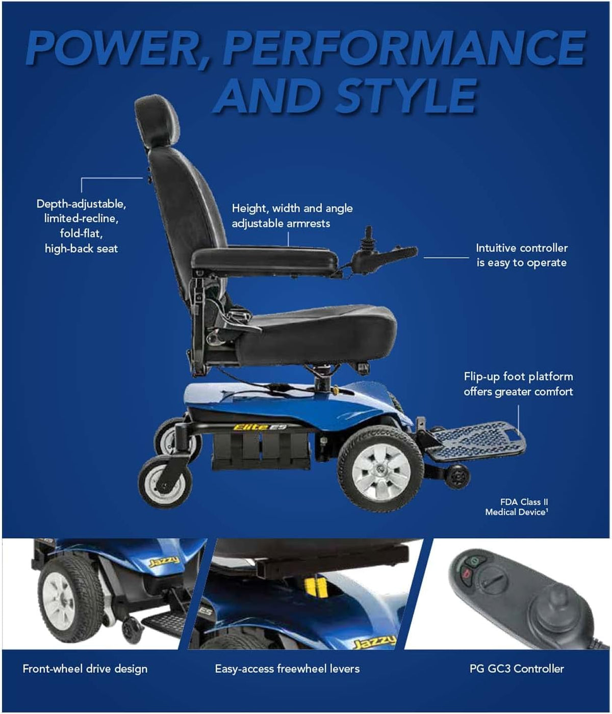 Red Power Chair, 300 lbs. WC, 4 MPH, 15 Miles Range Per Charge S7226