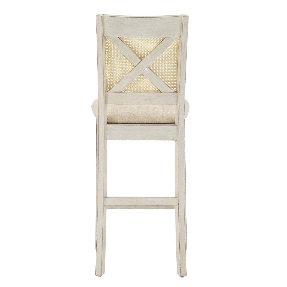 Antique White Beige Linen Counter Height Chair Set of 2 N9110