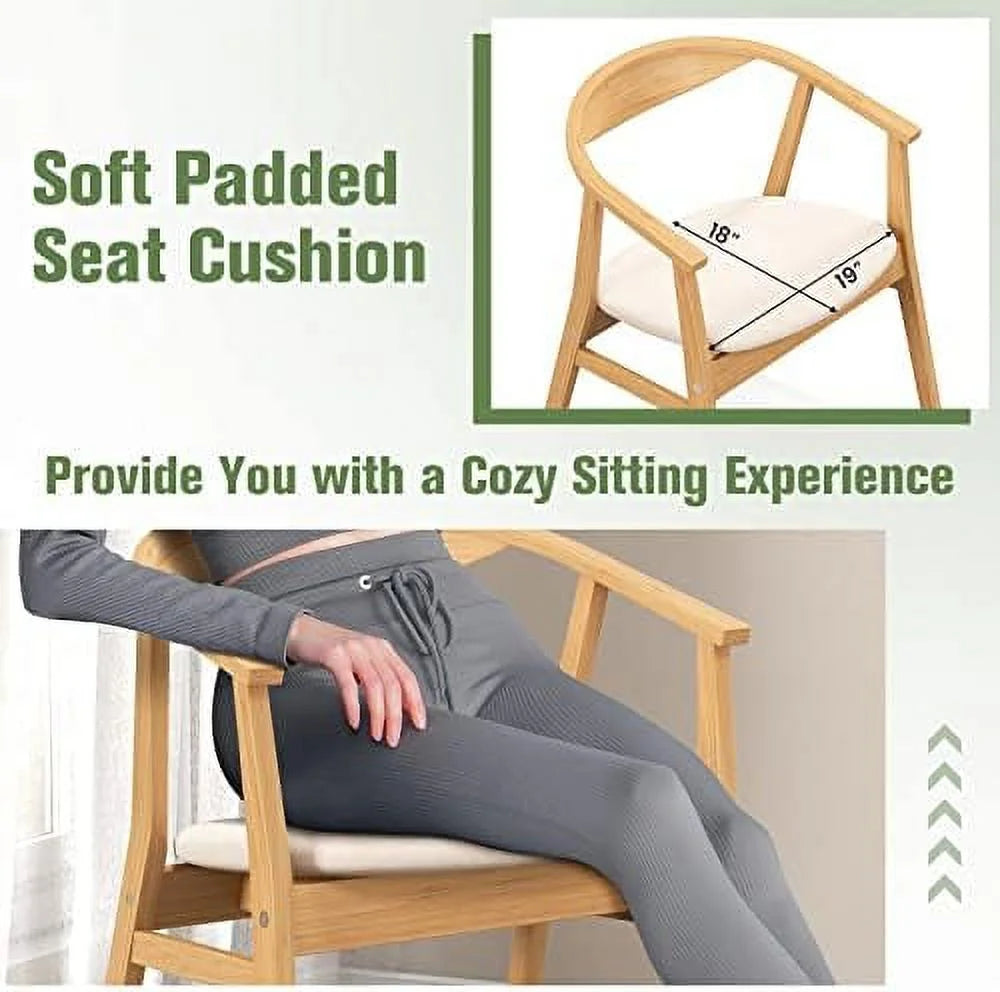 Bamboo Accent Chair with Armrest and Curved Backrest X784