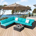 7 Pcs Rattan Wicker Patio Sectional Sofa Set with Coffee Table W5512