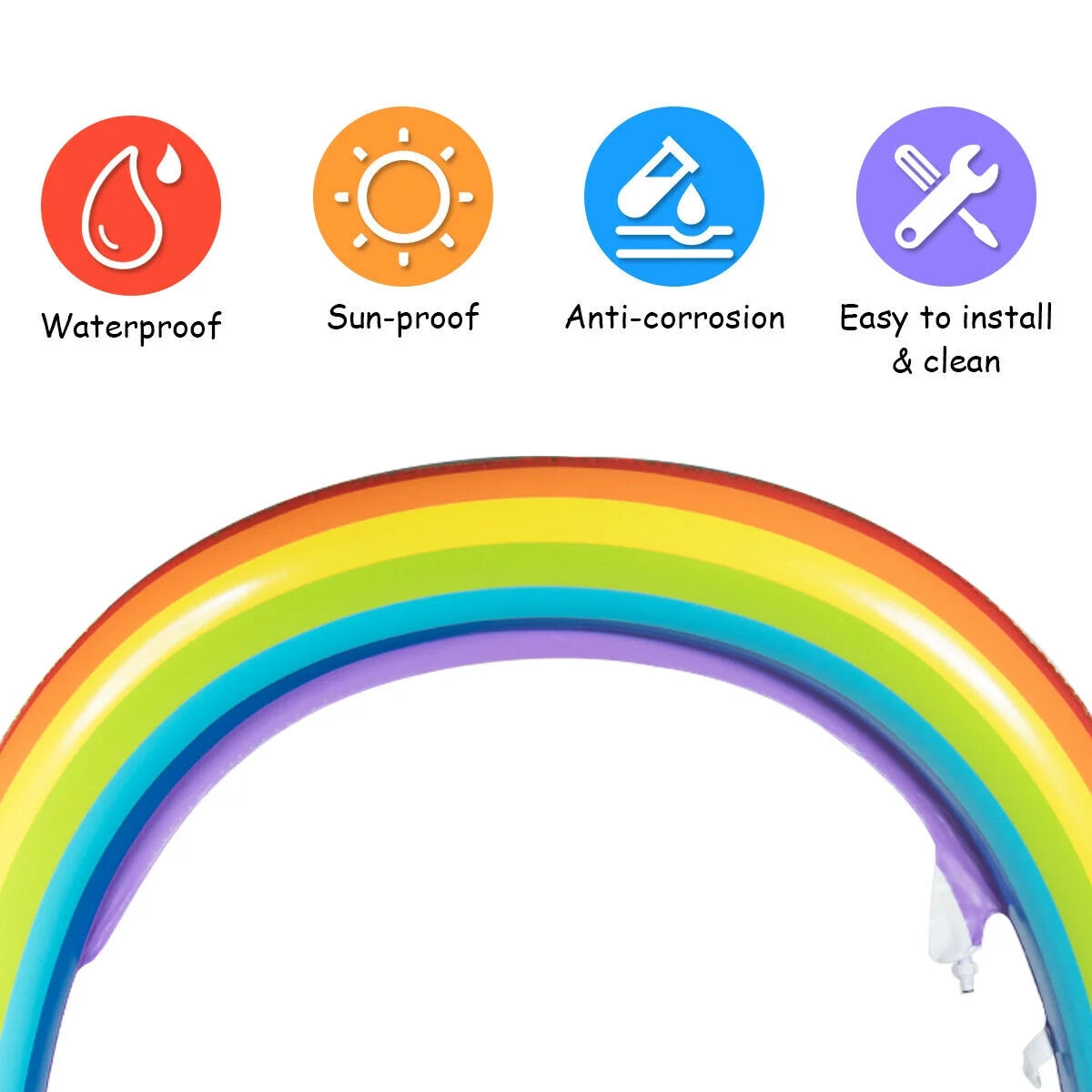 Inflatable Rainbow Sprinkler Toy 7.5 Feet Long PVC N7531