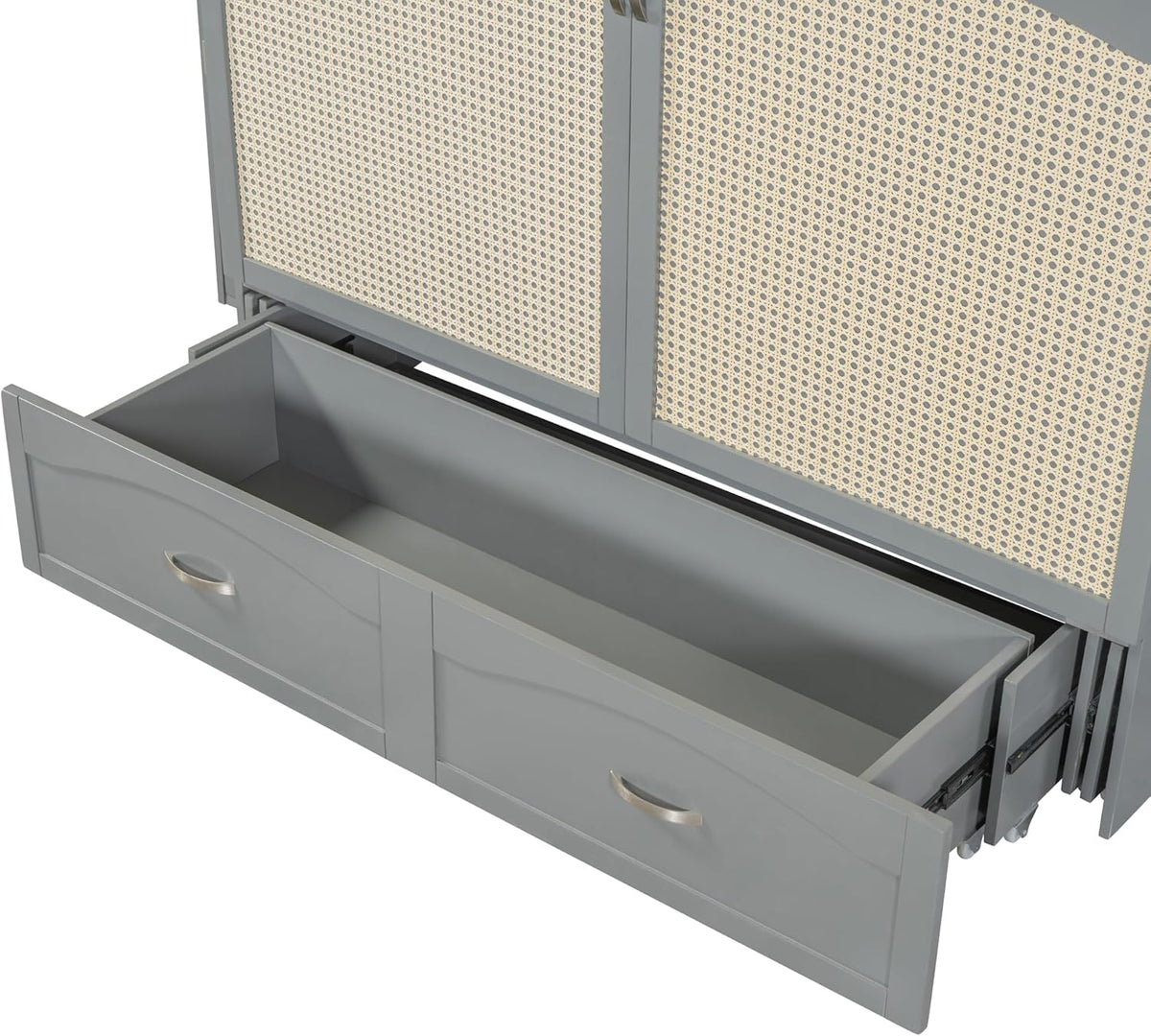 Gray Queen Size Murphy Bed with Storage Drawer and 2 Cabinets U657062