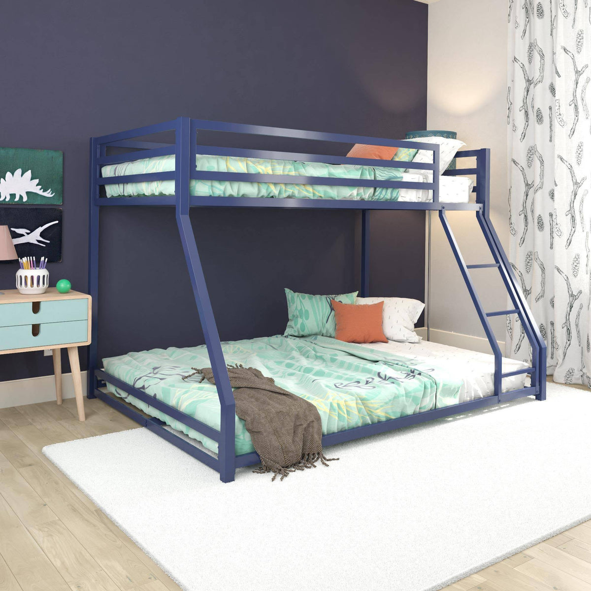 Twin/Full Metal Bunk Bed Blue H60124