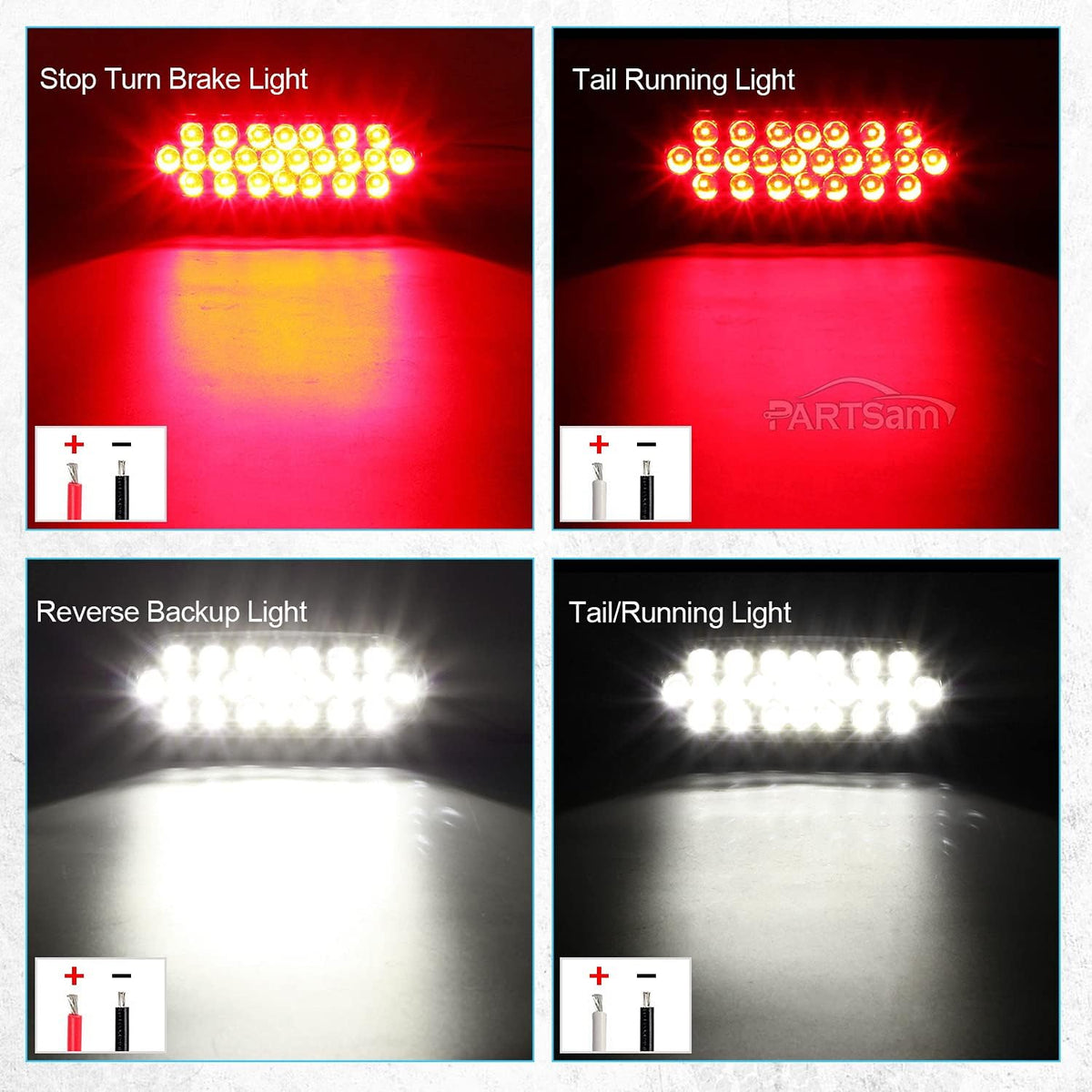 2xRed + 2xWhite 6 LED Oval Stop Turn Tail Lights Brake Backup Reverse Light Kit Waterproof 12V Sealed 6 Inch Oval LED Trailer Tail Lights Grommet Mount Pack of 2 B9736