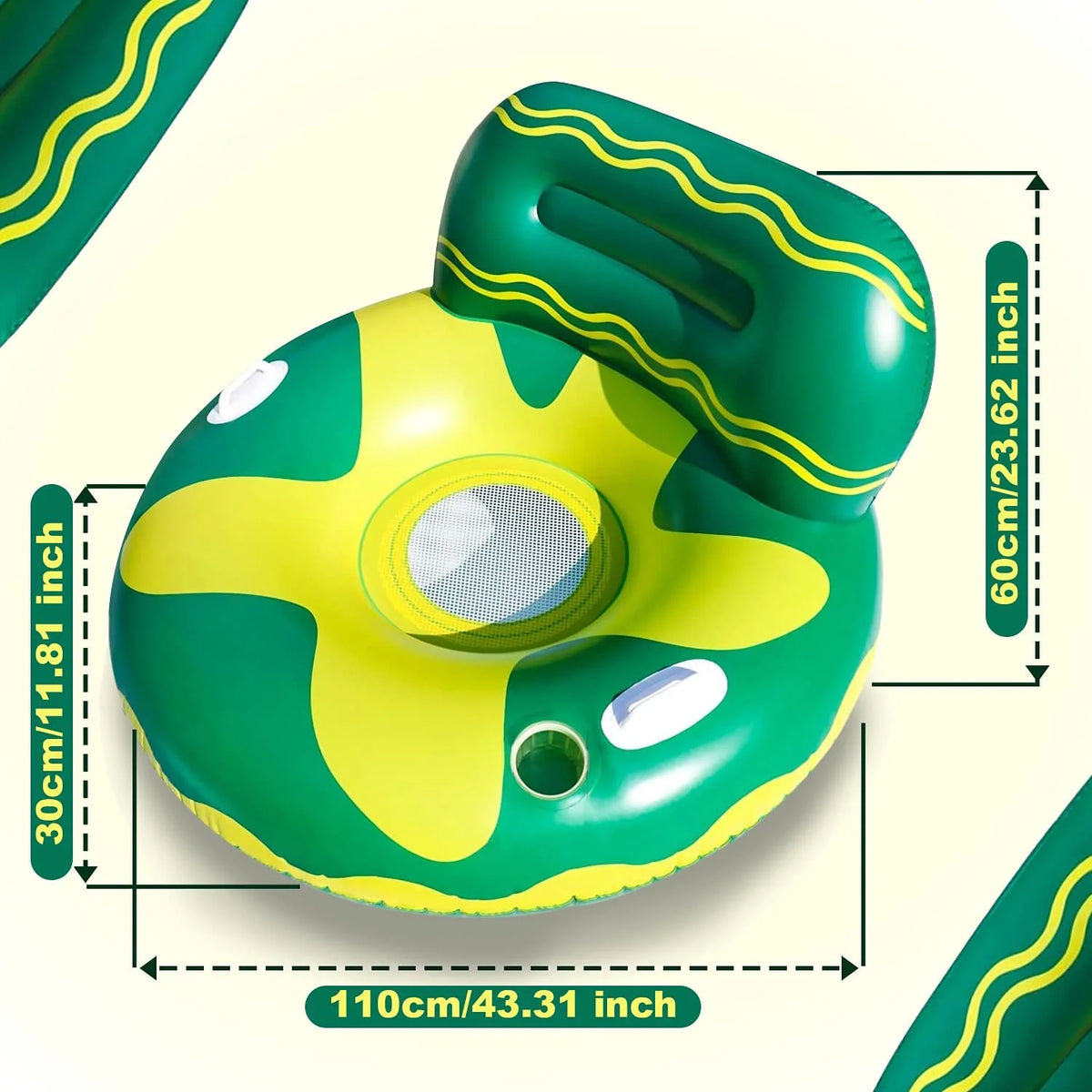 Green/Yellow Inflatable Swimming Pool Float Lounge Chair N87132