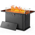 43-Inch Rectangular Propane Fire Pit Table with 60,000 BTU, Glass Stones, and Wind Guard, Black D58358