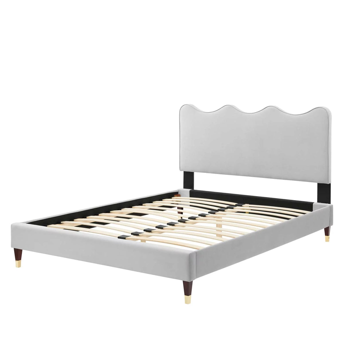 Full Size Grey Velvet Platform Bed Frame K521972