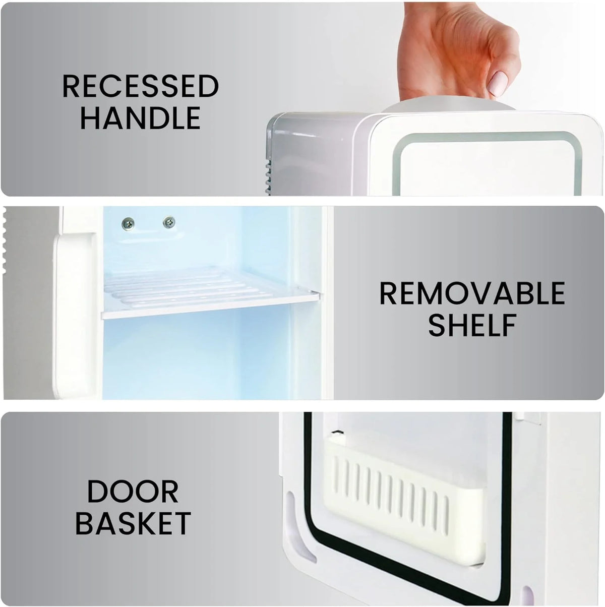 Mirrored LED Cooler/Mini Fridge, 6 Liters T862916