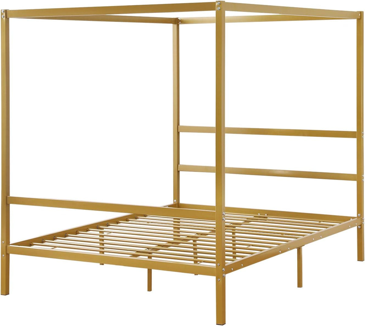 Gold Full Size 4 Poster Canopy Bed Frame with Headboard R87783