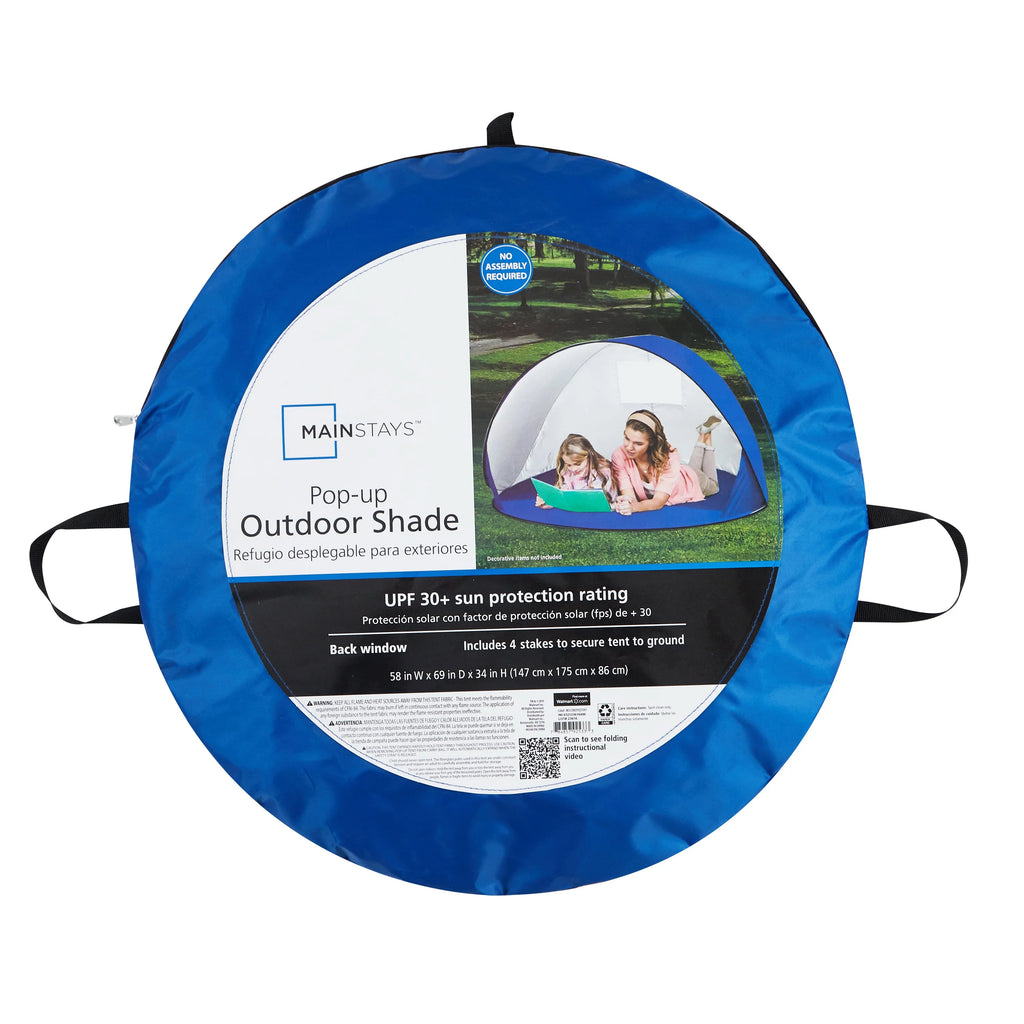 Pop up Shade Tent, Blue, UPF 30+, 58 in x 69 in N512