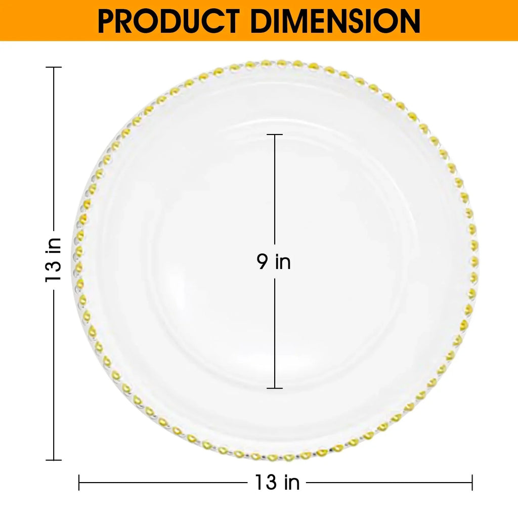 Gold Beaded Glass Charger Plates U41777