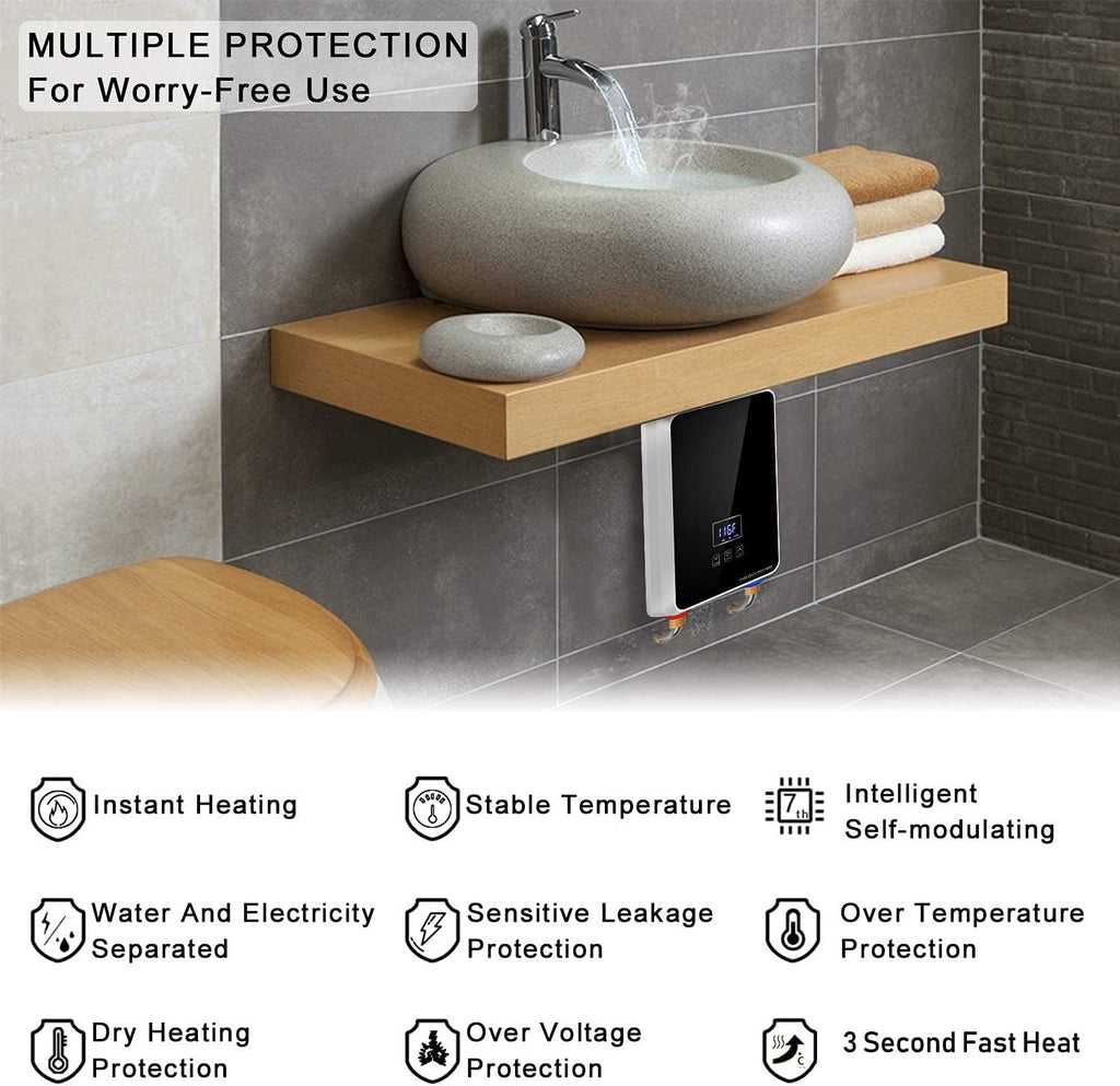Electric Tankless Water Heater 6.5KW 220V Black Q147206