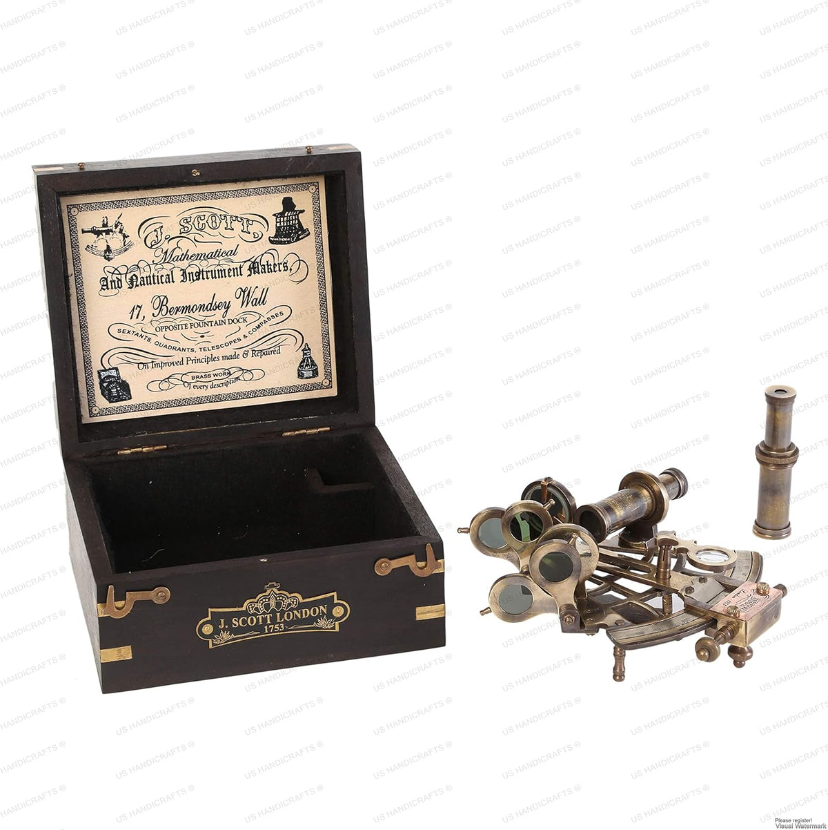 Brass Nautical Sextant with Hardwood Box Z2586