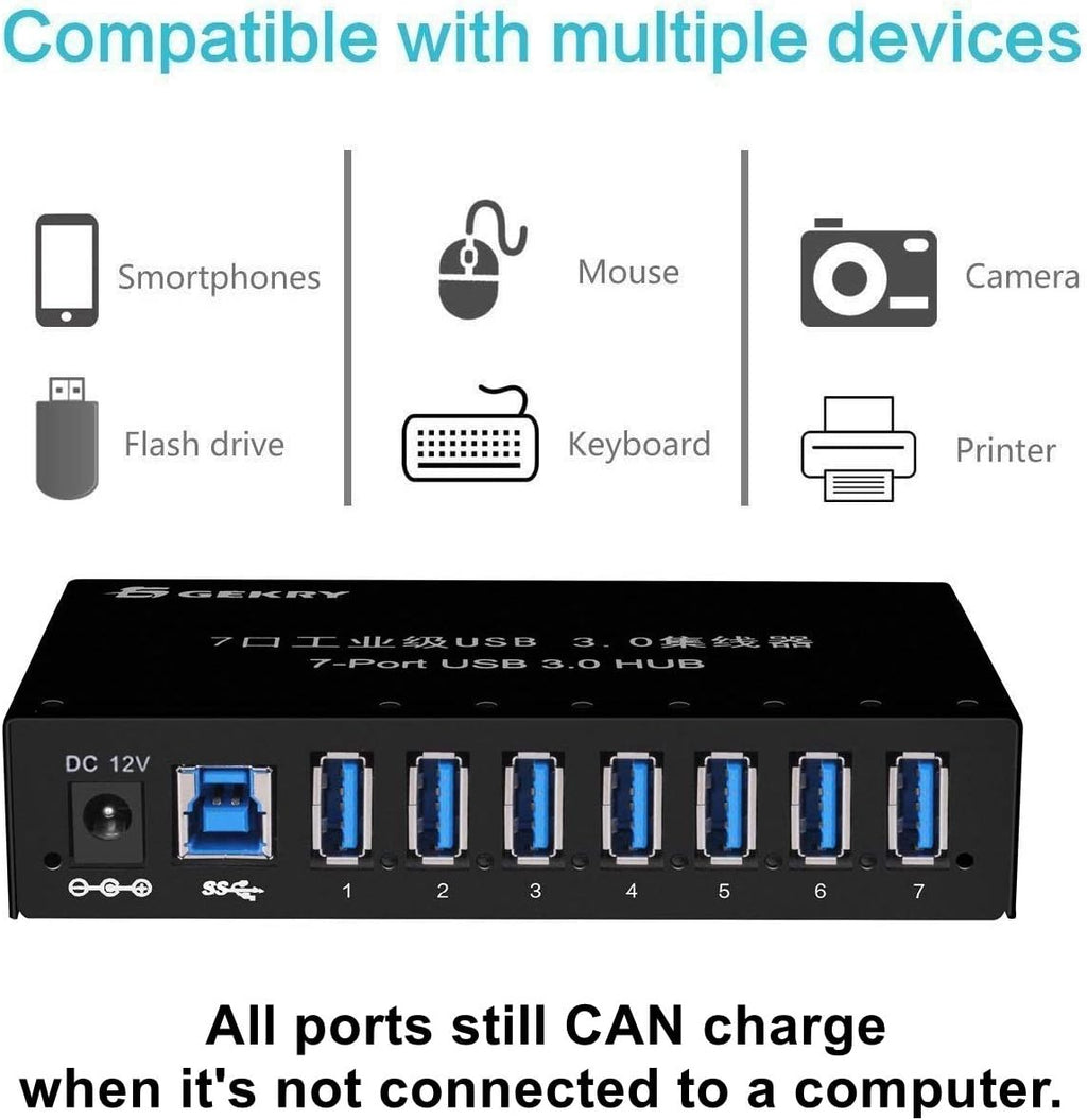 7-Port Powered USB 3.0 Hub with 12V/3A AC Adapter S568733