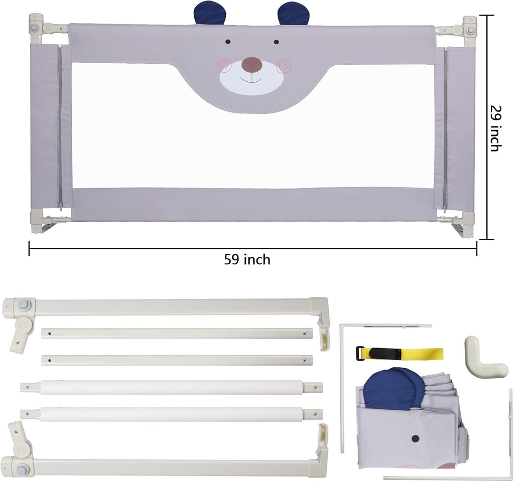 Extra Tall Collapsible Double Lock Bed Rails for Toddlers Queen Size C106