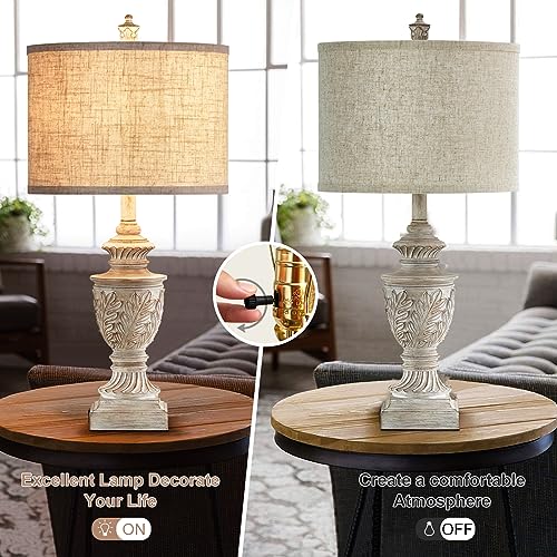 Set of 2 26" Rustic Resin Table Lamps with USB A/C Ports M3135