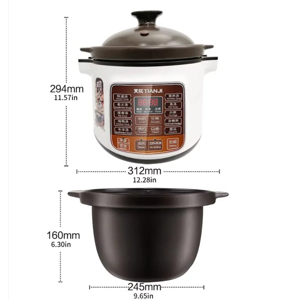 Electric Stew Pot 4L Slow Cooker Ceramic Inner Pot 120V 600W B53063