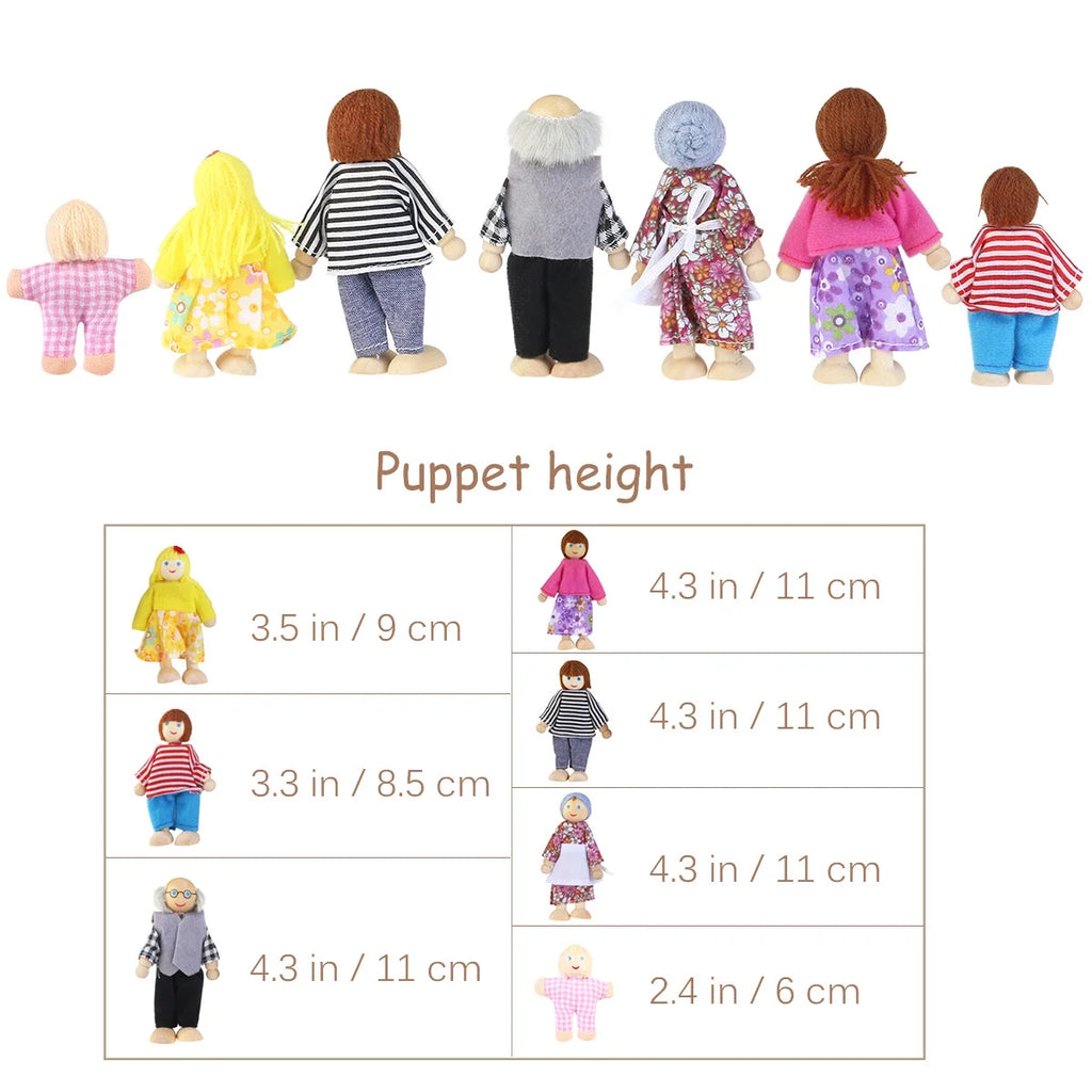 Wooden Dolls Playset Set of 7 People L78974