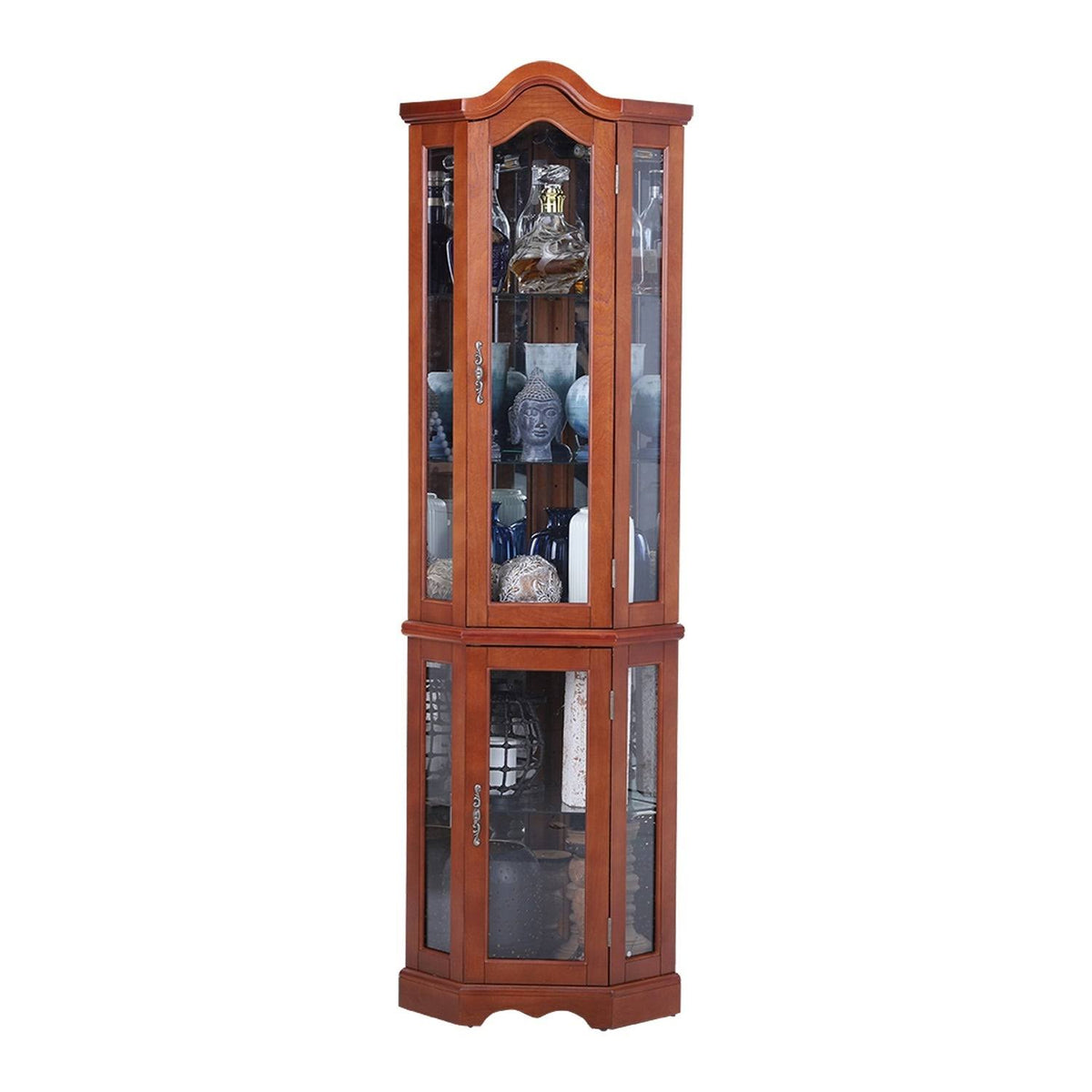 Brown Lighted Corner Curio Display Cabinet K274528
