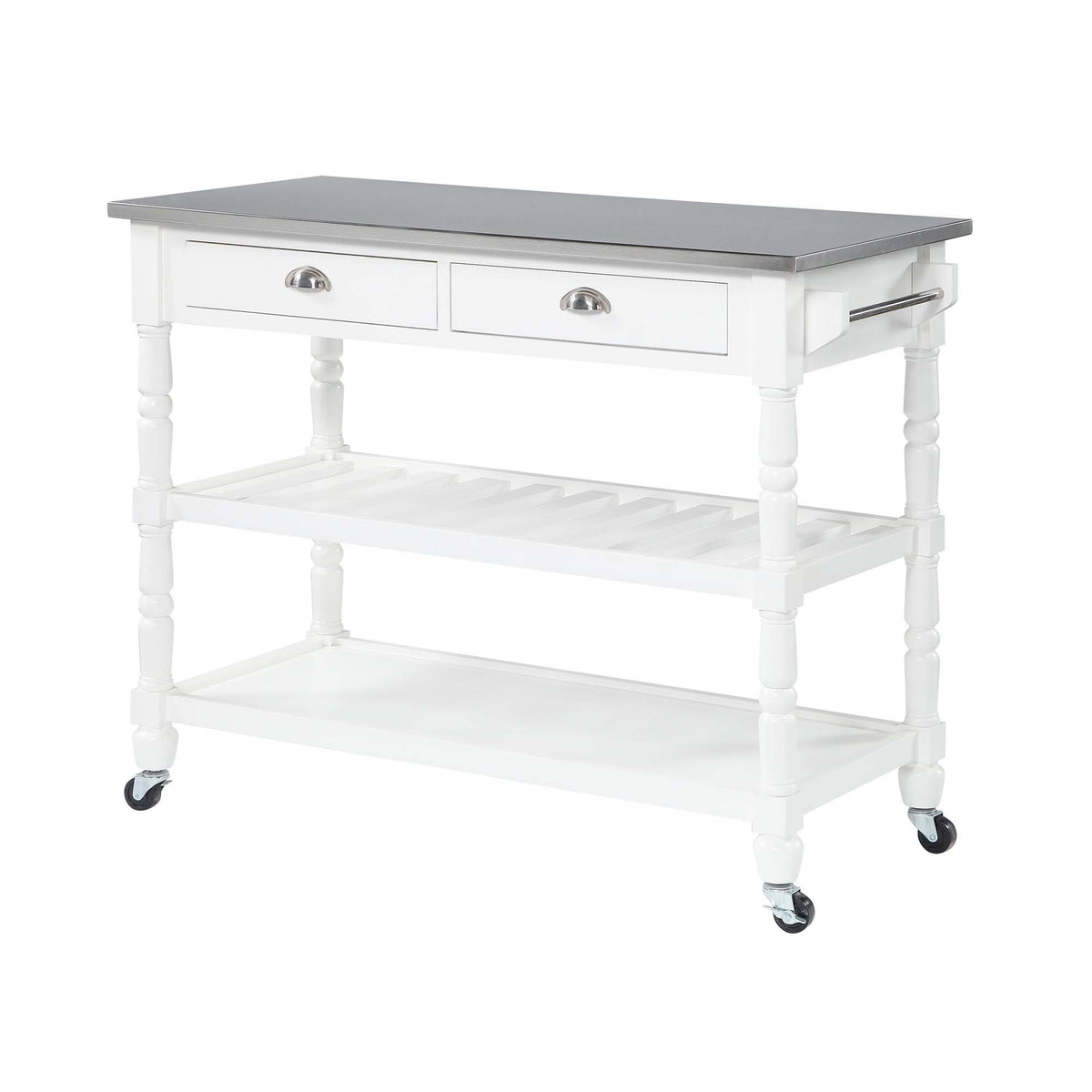 White Stainless Steel Top Kitchen Cart B854