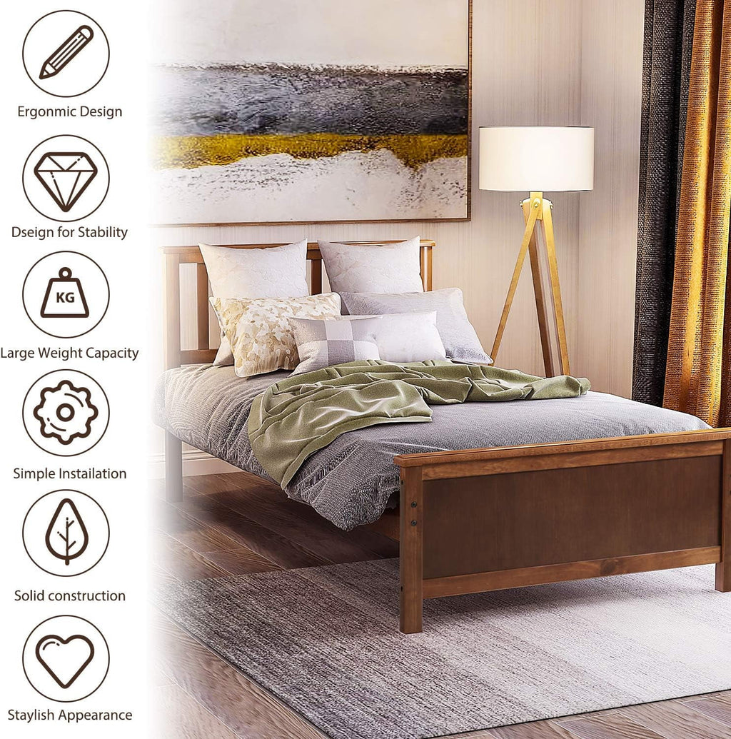 Wood Platform Bed Frame with Headboard and Footboard M6300