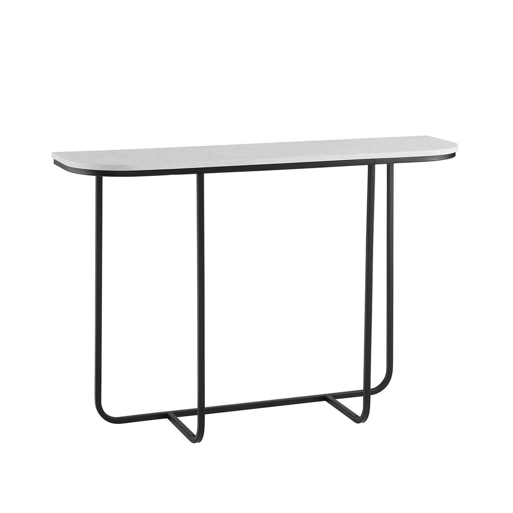 Faux White Marble Curved Console Table V361