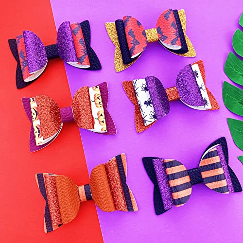 24 Set Christmas Faux Leather Hair Bows DIY Making Kit V3545