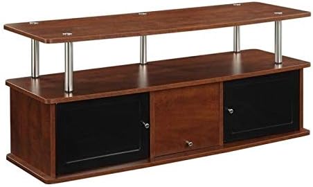 47 TV Stand with 3 Storage Cabinets in Cherry/Black and Stainless Steel Clad Finish A534743