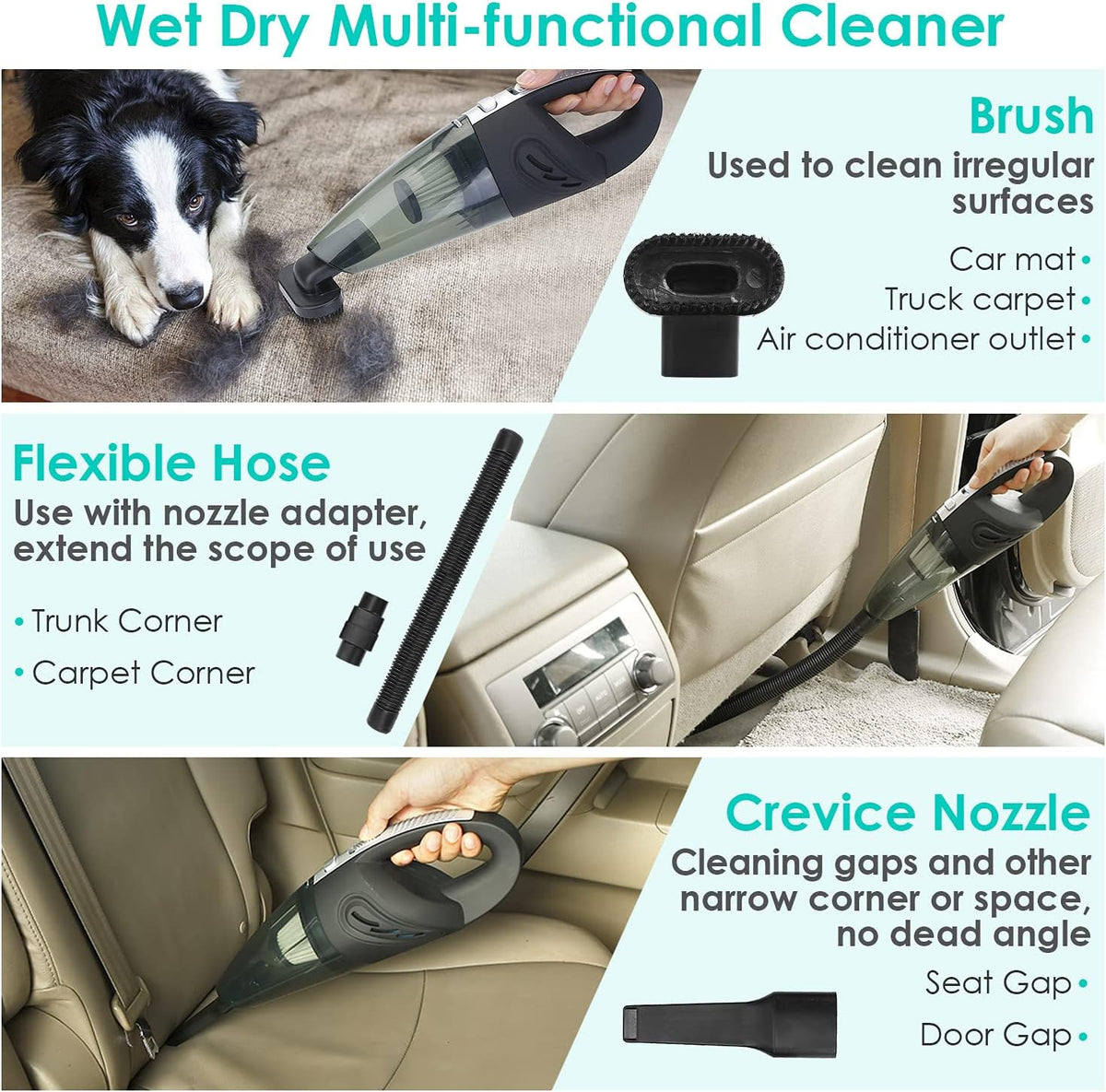 Portable Handheld Cordless Rechargeable Mini Car Vacuum Cleaner W450