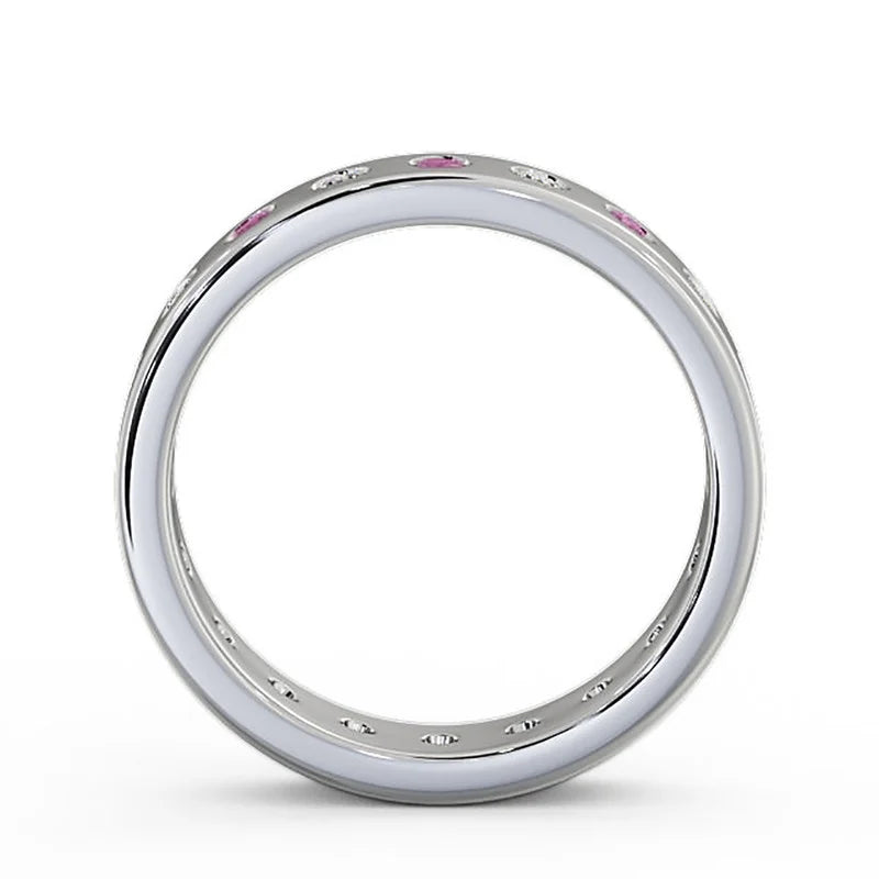 14K White Gold Eternity Band with Pink Sapphire Diamond L4631