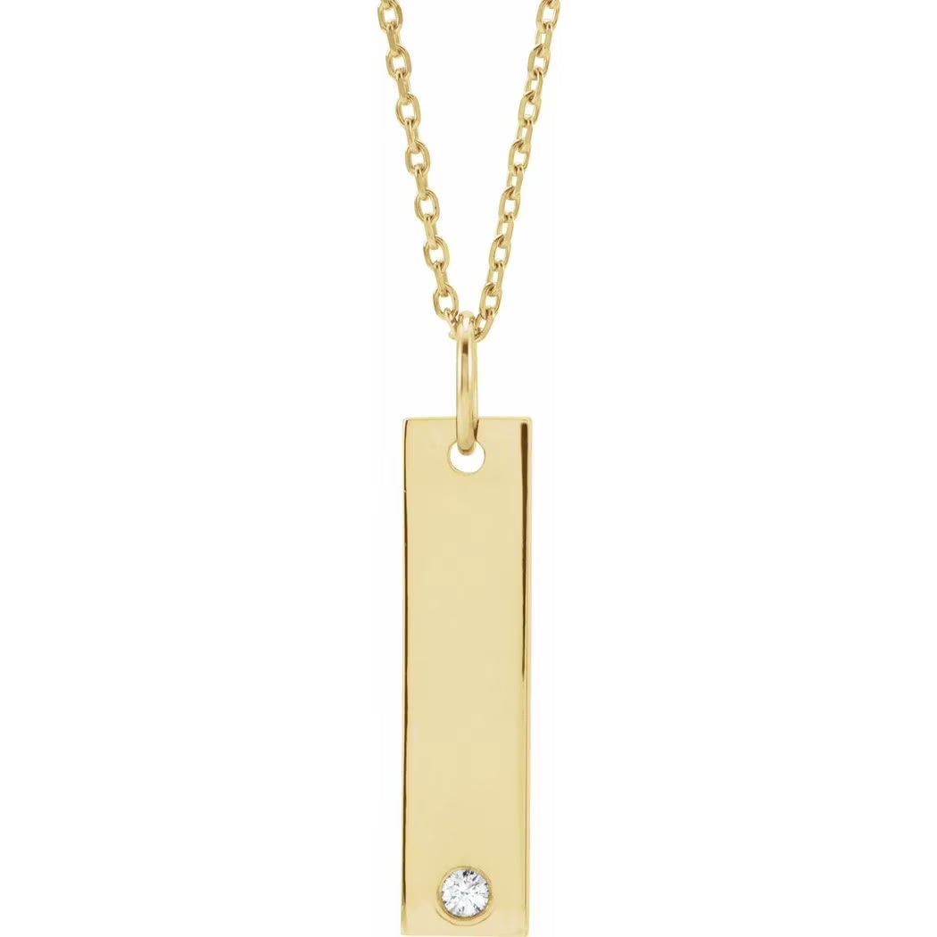 Polished .03 Carat Diamond Bar Necklace B971