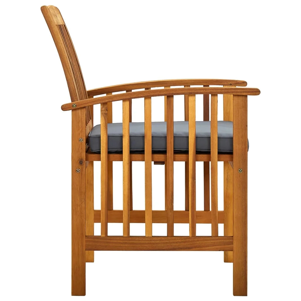 2 pcs Acacia Wood Patio Dining Chairs with Cushions Y662
