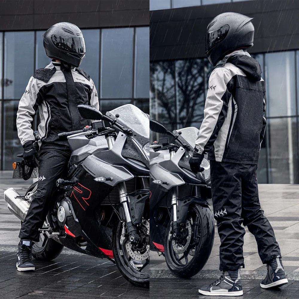 Waterproof Motorcycle Rain Suit Jacket and Pants with Storage Bag O775