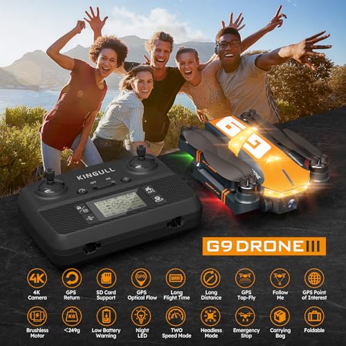 Dark Gray 4K Camera Drone with Brushless Motor, Follow Me Mode, Auto Return, Foldable RC Quadcopter H9714