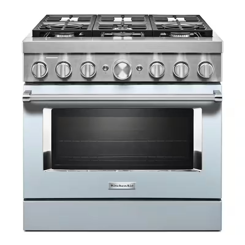 5.1 cu. ft. Dual Fuel Smart Range with 6-Burners in Misty Blue O912