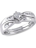 10K White Gold Diamond Engagement Ring and Wedding Band Set X855