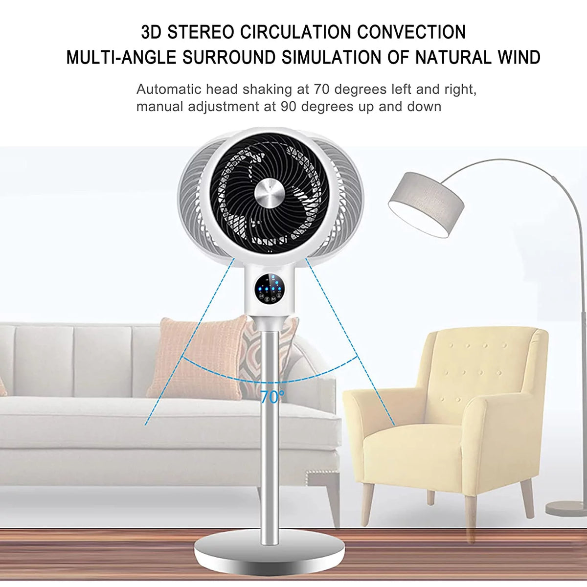 Electric Fan Upright Swing Head Floor Standing Air Circulation Fan Remote Control Y6585