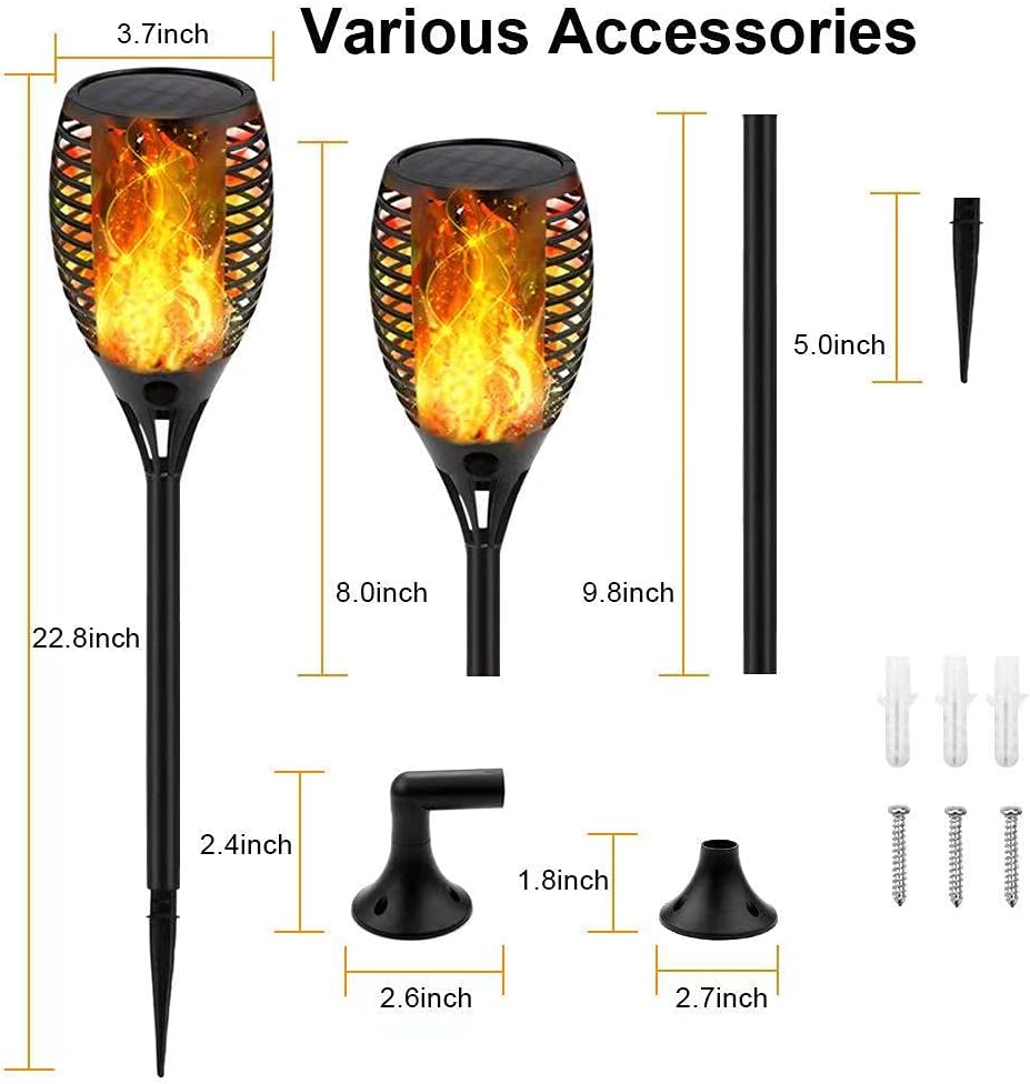 6 Pack Waterproof Solar Torch Light with Flickering Flame X114