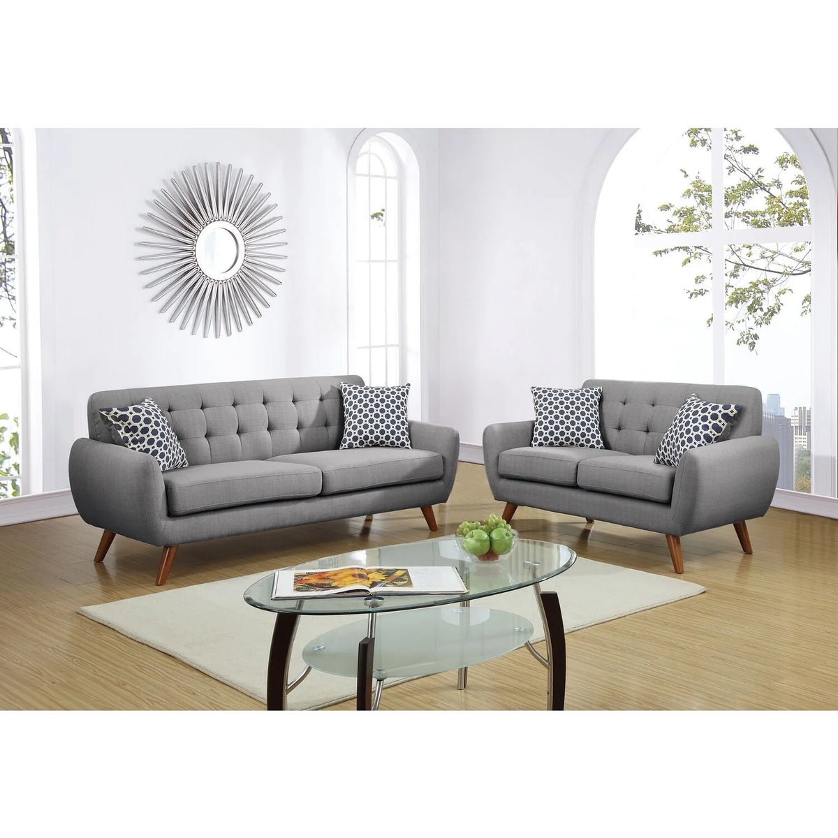 2 Piece Fabric Sofa Loveseat Set K96260