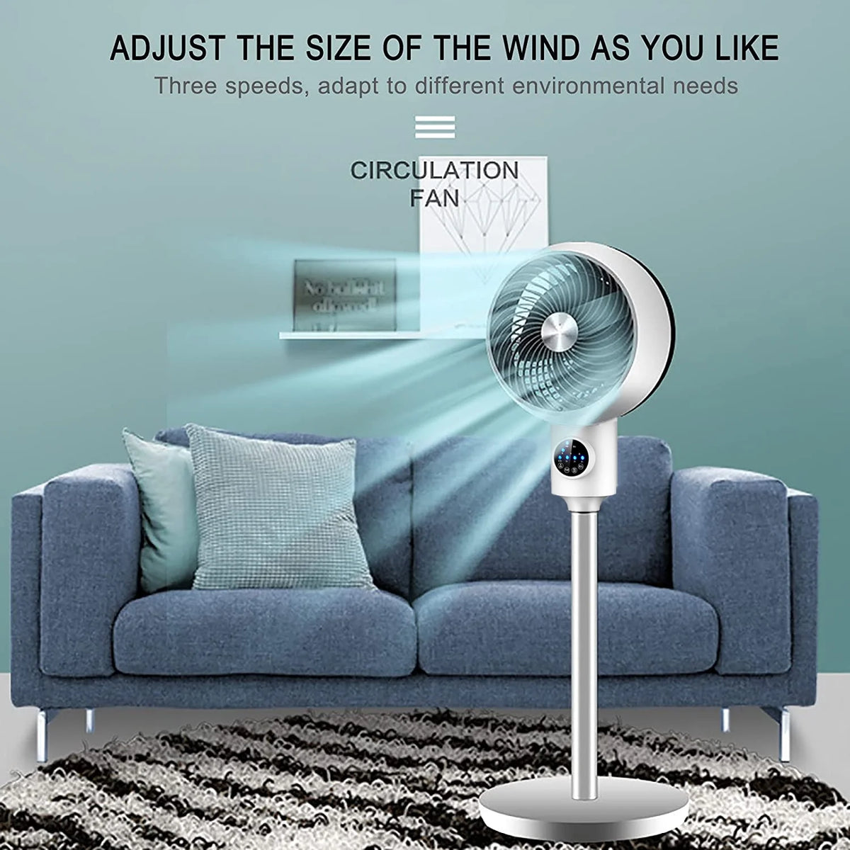 Electric Fan Upright Swing Head Floor Standing Air Circulation Fan Remote Control Y6585